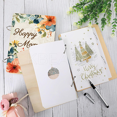 Wooden 2-Ring Loose Leaf Binder Postcard Phote Album Cover DIY-WH0547-015-1