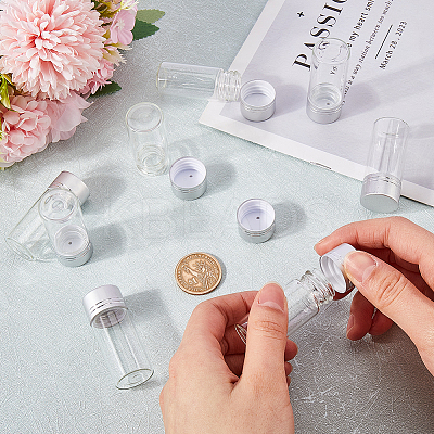 40Pcs Clear Glass Bottles Bead Containers CON-SC0001-15A-02-1