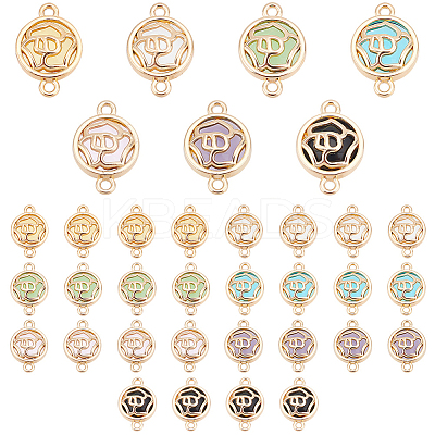 28pcs 7 colors Glass Connector Charms GLAA-AR0001-28-1