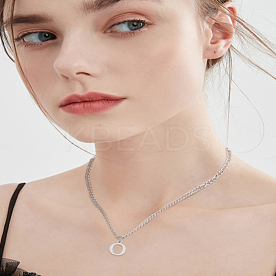 1Pc 304 Stainless Steel Letter Pendant Necklaces NJEW-LP0001-33O-P-1