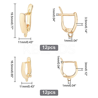 24Pcs 2 Style Brass Hoop Earring Findings FIND-PH0008-64-1