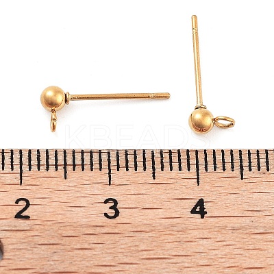 Ion Plating(IP) 304 Stainless Steel Ball Post Stud Earring Findings LS-STAS-E163-44G-01-1