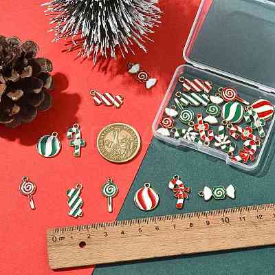 24Pcs 12 Styles Christmas Theme Alloy Enamel Pendants ENAM-FS0004-32-1