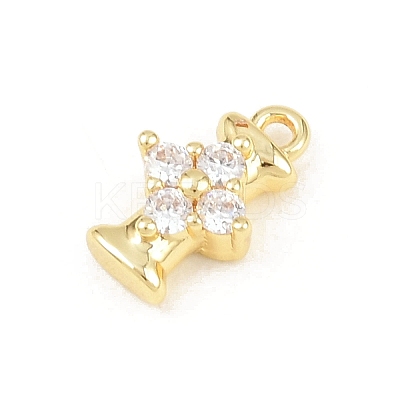 Brass Micro Pave Clear Cubic Zirconia Charms KK-Z151-18G-I-1