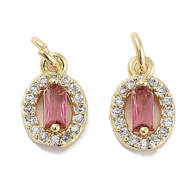 Brass Micro Pave Cubic Zirconia Charms KK-C051-04G-01-1