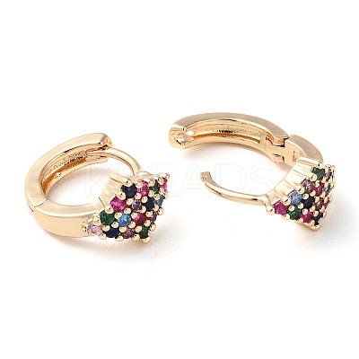 Rack Plating Brass Micro Pave Colorful Cubic Zirconia Hoop Earrings for Women EJEW-P238-01KCG-1