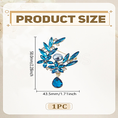 1Pc Alloy Rhinestone Brooches JEWB-LP0002-08G-1