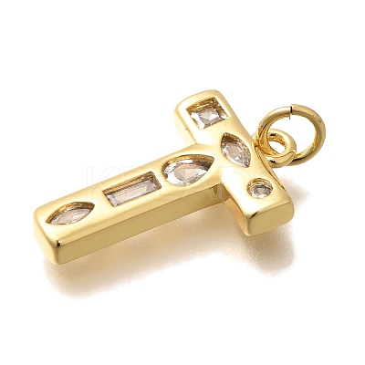 Brass Micro Pave Clear Cubic Zirconia Pendants KK-G521-01G-T-1