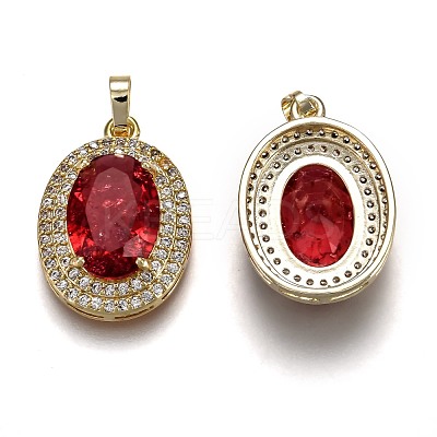 Golden Plated Brass Micro Pave Clear Cubic Zirconia Pendants ZIRC-F123-02L-1