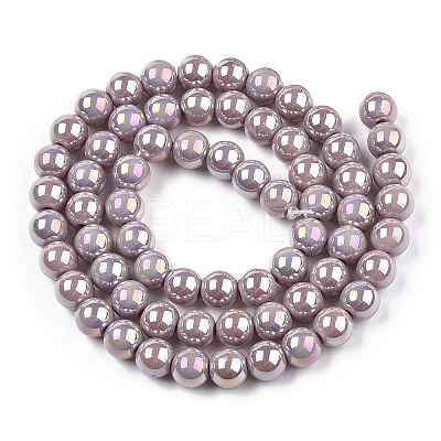 Electroplate Opaque Glass Beads Strands GLAA-T032-P10mm-AB07-1