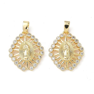Brass Micro Pave Cubic Zirconia Pendants KK-P334-12G-1