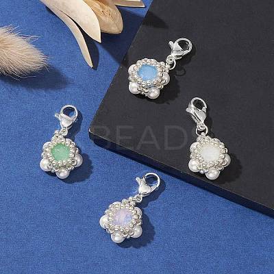 K9 Glass Rhinestone & Shell Pearl Bead Pendant Decoration HJEW-MZ00027-1