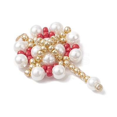 Glass Seed Beaded Flower Pendants PALLOY-MZ00827-02-1