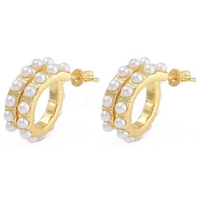Brass & ABS Imitation Pearl Stud Earrings EJEW-K293-20G-1