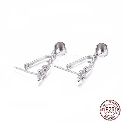 Anti-Tarnish Rhodium Plated 925 Sterling Silver Pendant Bails STER-L058-010P-1