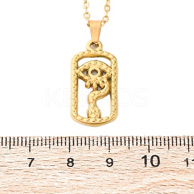Rectangle with Eye 304 Stainless Steel Pendant Necklaces NJEW-H059-19G-1