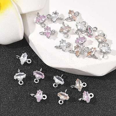 SHEGRACE Brass Pave Cubic Zirconia Horse Eye Connector Charms XGRQ2O035-436P-1