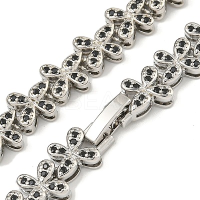 Rack Plating Brass Pave Cubic Zirconia Butterfly Link Necklaces NJEW-A031-03P-04-1