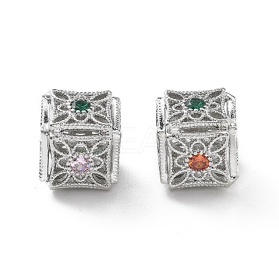 Brass Micro Pave Cubic Zirconia Beads KK-G523-12P-1