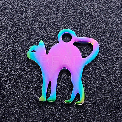 Ion Plating(IP) 304 Stainless Steel Kitten Charms STAS-Q201-JN215-1