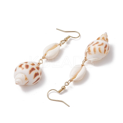 304 Stainless Steel Shell Shape with Tortoise & Starfish Dangle Earrings EJEW-JE06265-04-1