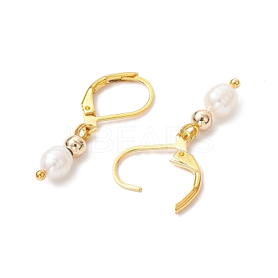 Natural Baroque Pearl Oval Leverback Earrings EJEW-JE06437-1