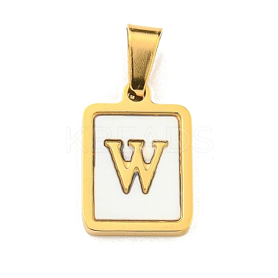PVD Vacuum Plating 304 Stainless Steel Pave Natural White Shell Pendants STAS-S130-03G-W-1