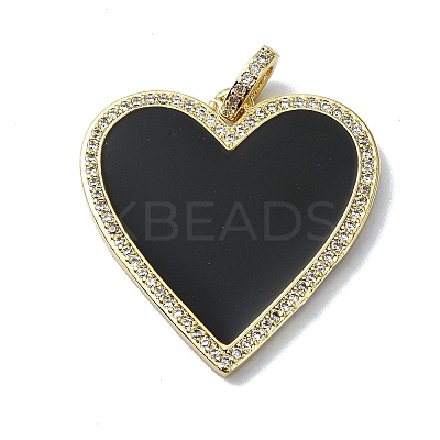 Rack Plating Real 18K Gold Plated Brass Micro Pave Cubic Zirconia Pendants KK-B084-03G-04-1