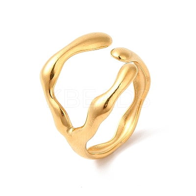 Ion Plating(IP) 304 Stainless Steel Cuff Finger Ring RJEW-E063-32G-1