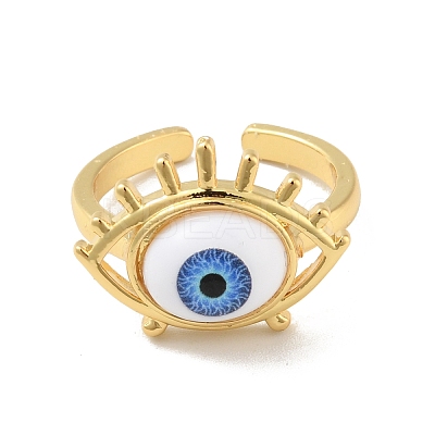 Acrylic Horse Eye Open Cuff Ring RJEW-B042-04G-03-1