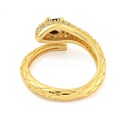 304 Stainless Steel Cubic Zirconia Open Cuff Ring for Women RJEW-S406-05G-02-1