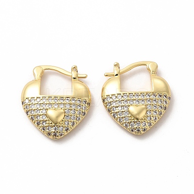 Clear Cubic Zirconia Heart Hoop Earrings EJEW-A095-08G-1