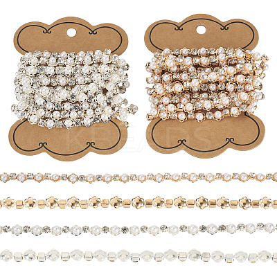 2Pcs 2 Colors Flower Iron Rhinestone Cup Chains FIND-TA0008-01-1