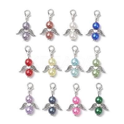12Pcs 12 Colors Angel Acylic Imitation Pearl Pendant Decoration HJEW-JM02619-1