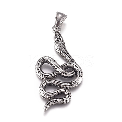 Fashionable Retro Halloween Jewelry 304 Stainless Steel Snake Pendants STAS-L017-105-1