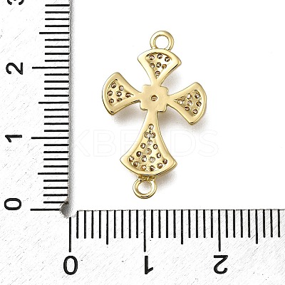Brass Clear Cubic Zirconia Cross Connector Charms ZIRC-I070-021G-1