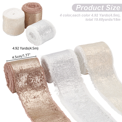 3 Colors Hot Stamping Polyester Frayed Ribbons SRIB-AR0001-20-1