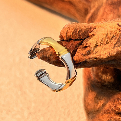 Bamboo Joint 304 Stainless Steel Cuff Rings RJEW-S626-06GP-A-1