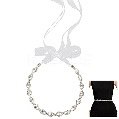 Metal Full Crystal Rhinestone Horse Eye Bridal Waist Belts for Wedding Dress AJEW-WH20080-65C-S-1