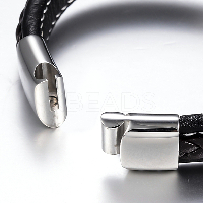 Men's Braided Leather Cord Bracelets BJEW-H559-15G-1