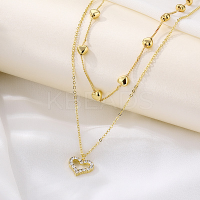 Alloy Heart Pendant Double-Layer Necklaces for Women FS-WG8D9FE-01-1