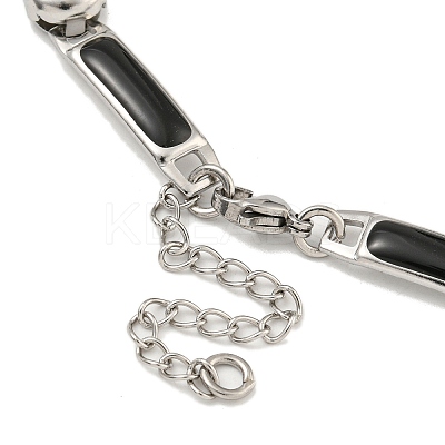 304 Stainless Steel Enamel Rectangle Link Chain Bracelets with Glitter Powder BJEW-S153-04P-02-1