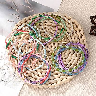 20Pcs 20 Colors Glass Seed Beaded Stretch Bracelet Sets BJEW-SW001593-1