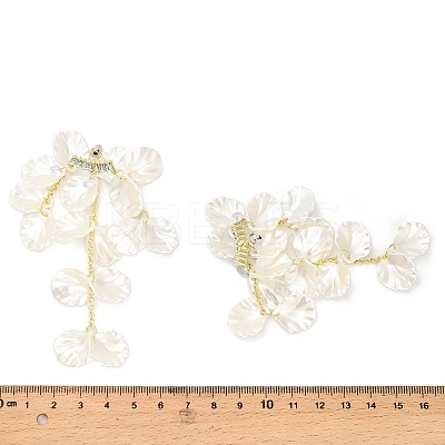 Alloy Glass Crystal Rhinestone Flower Dangle Stud Earrings EJEW-G439-01G-1