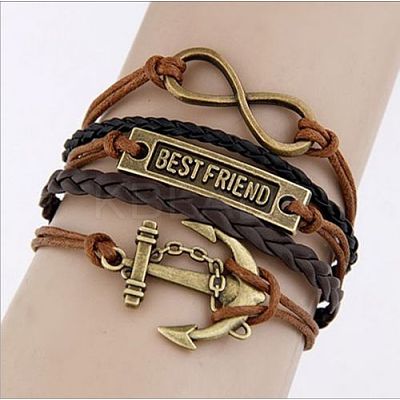 Imitation Leather Link Multi-strand Bracelets for Women Men WG5E2D4-01-1