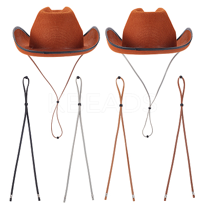 16Pcs 4 Colors Adjustable PU Leather Anti-skidding Flat  Strap for Hat DIY-GA0008-74-1