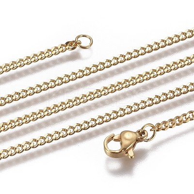 304 Stainless Steel Curb Chain Necklaces NJEW-L162-01B-G-1