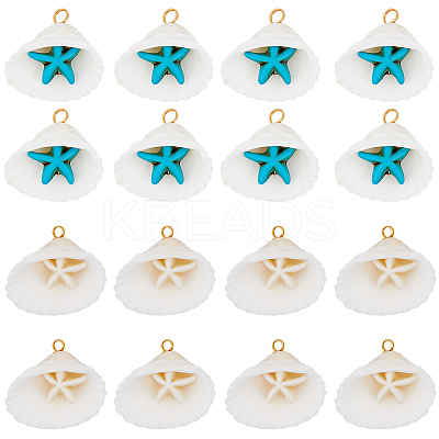 32Pcs 2 Colors Summer Beach Natural Shell Pendants FIND-SC0012-35-1