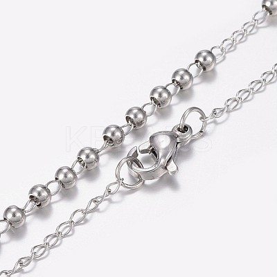 Non-Tarnish 304 Stainless Steel Rosary Bead Necklaces NJEW-I205-14P-1