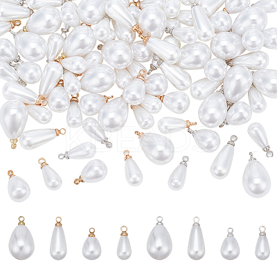 64Pcs 8 Style ABS Plastic Imitation Pearl Pendants FIND-PH0010-94-1
